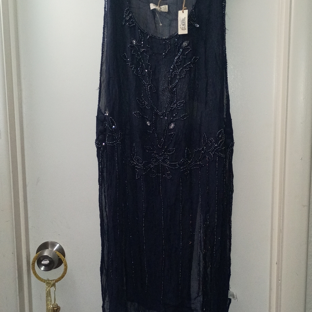 Cost Plus World Market Black Beaded Midi Dress